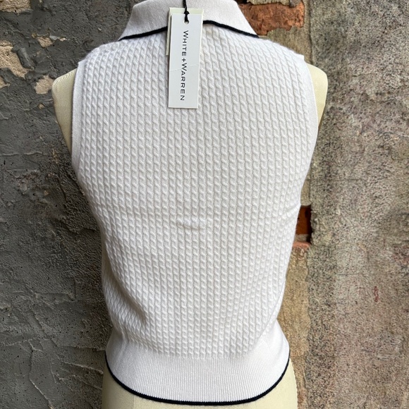 White + Warren Cashmere Cable Sleeveless Polo - Picture 6 of 8